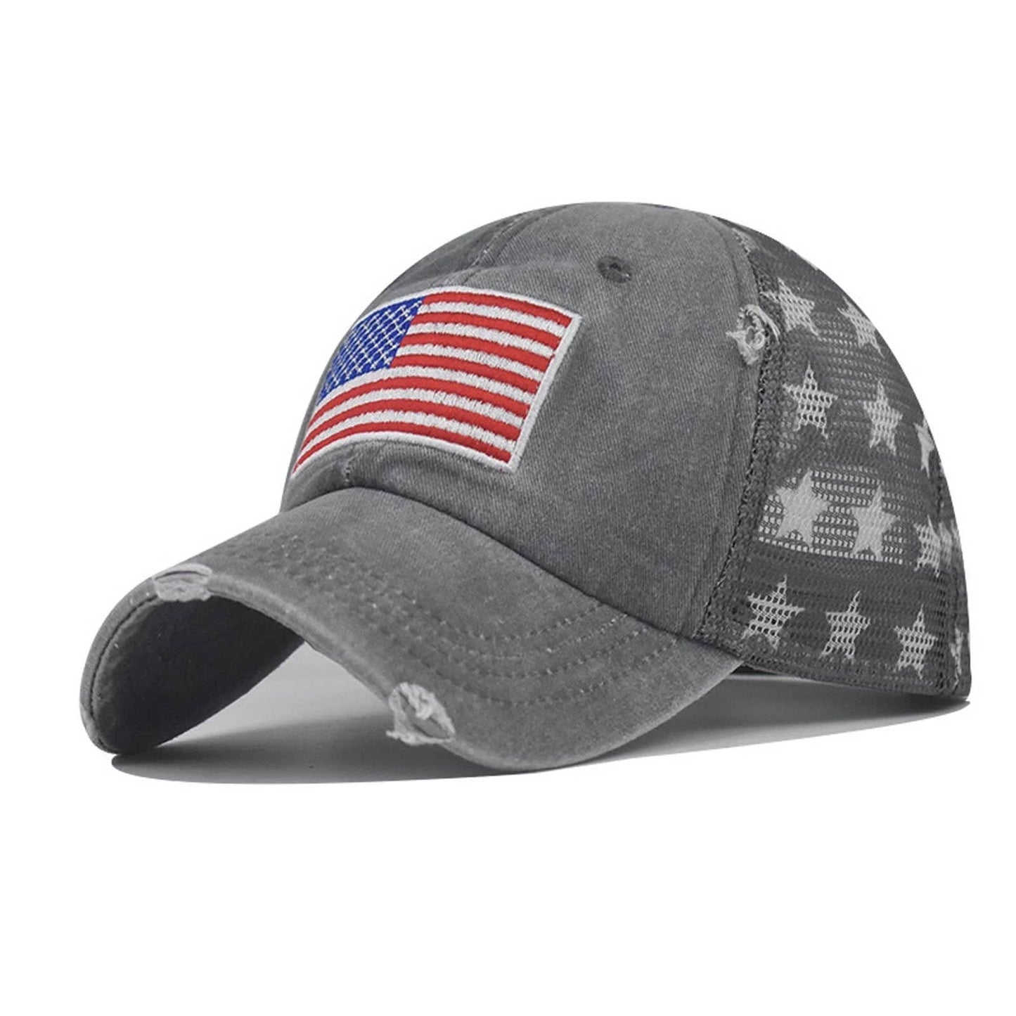 USA Flag Mesh Trucker Hat Distressed Vintage Look Cap Patrio