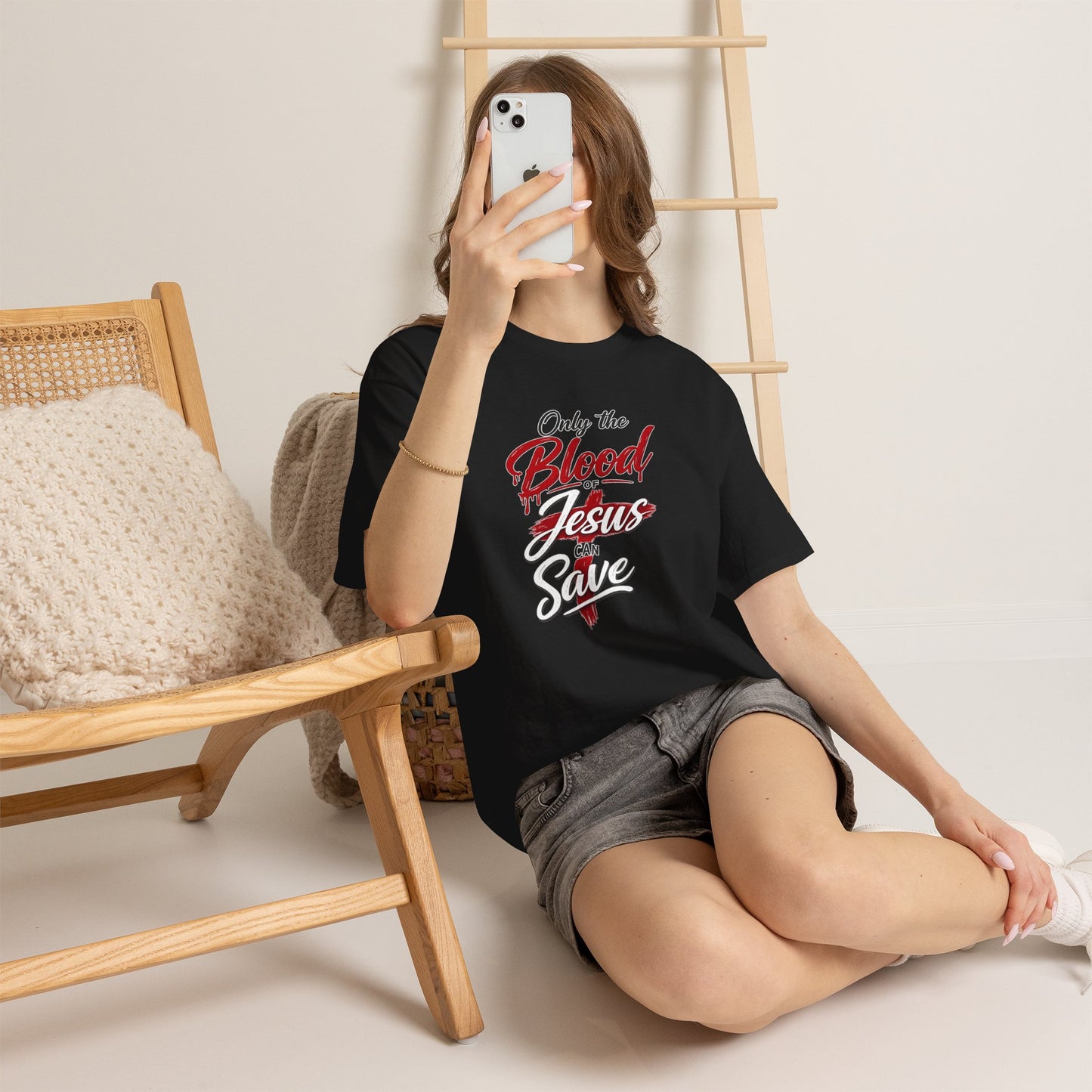 Christian T-Shirt — "Only the Blood of Jesus Can Save" with Hebrews 9:22 Scripture Tee