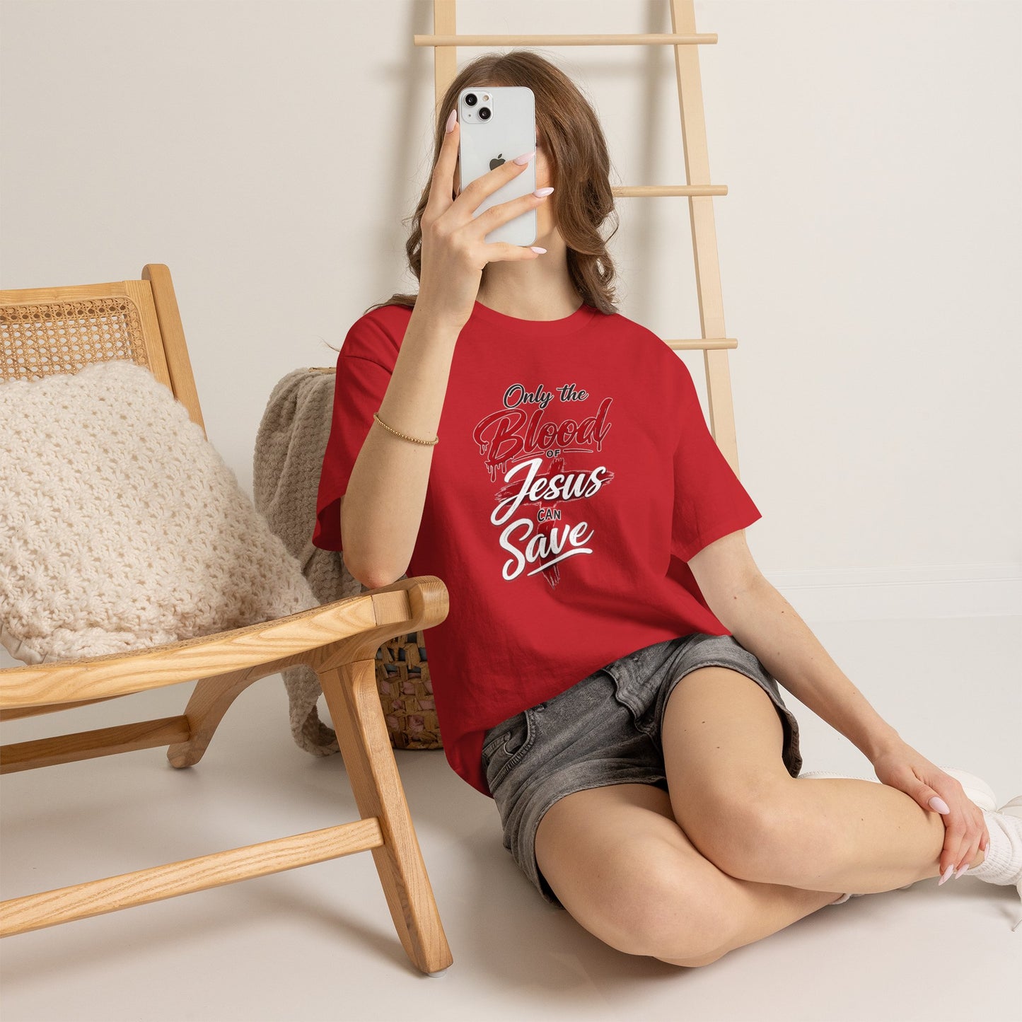 Christian T-Shirt — "Only the Blood of Jesus Can Save" with Hebrews 9:22 Scripture Tee