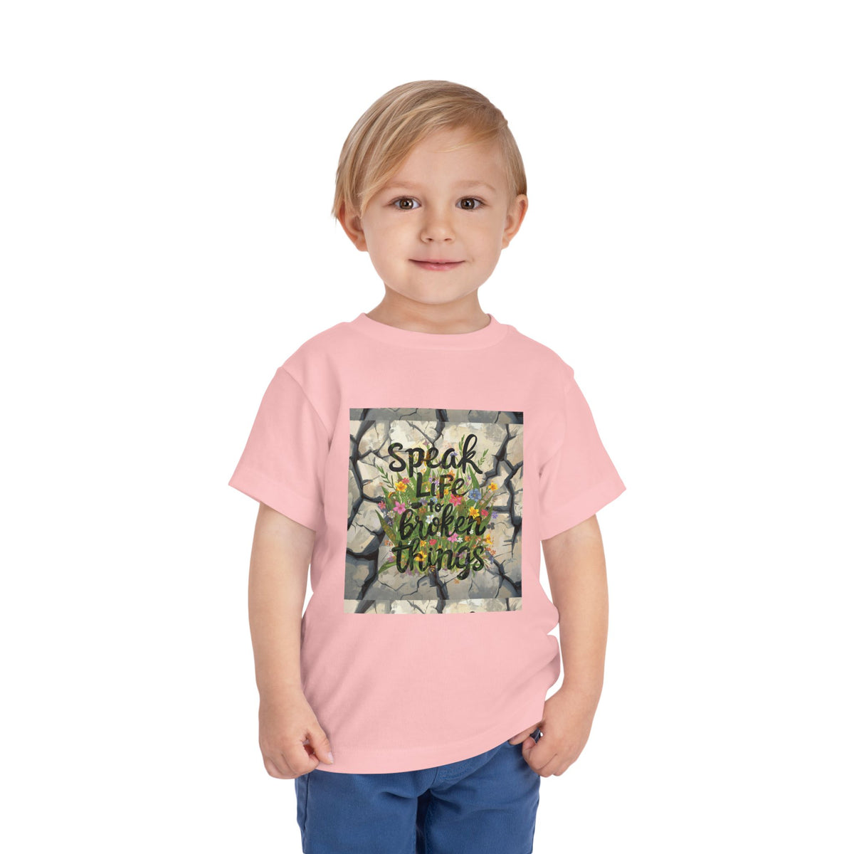 Toddler Tee - "Speak Life to Broken Things" Floral Inspirational Shirt