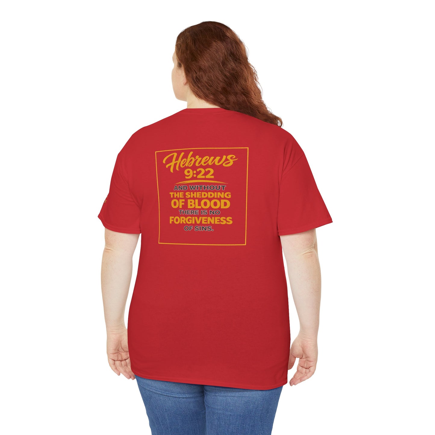 Christian T-Shirt — "Only the Blood of Jesus Can Save" with Hebrews 9:22 Scripture Tee