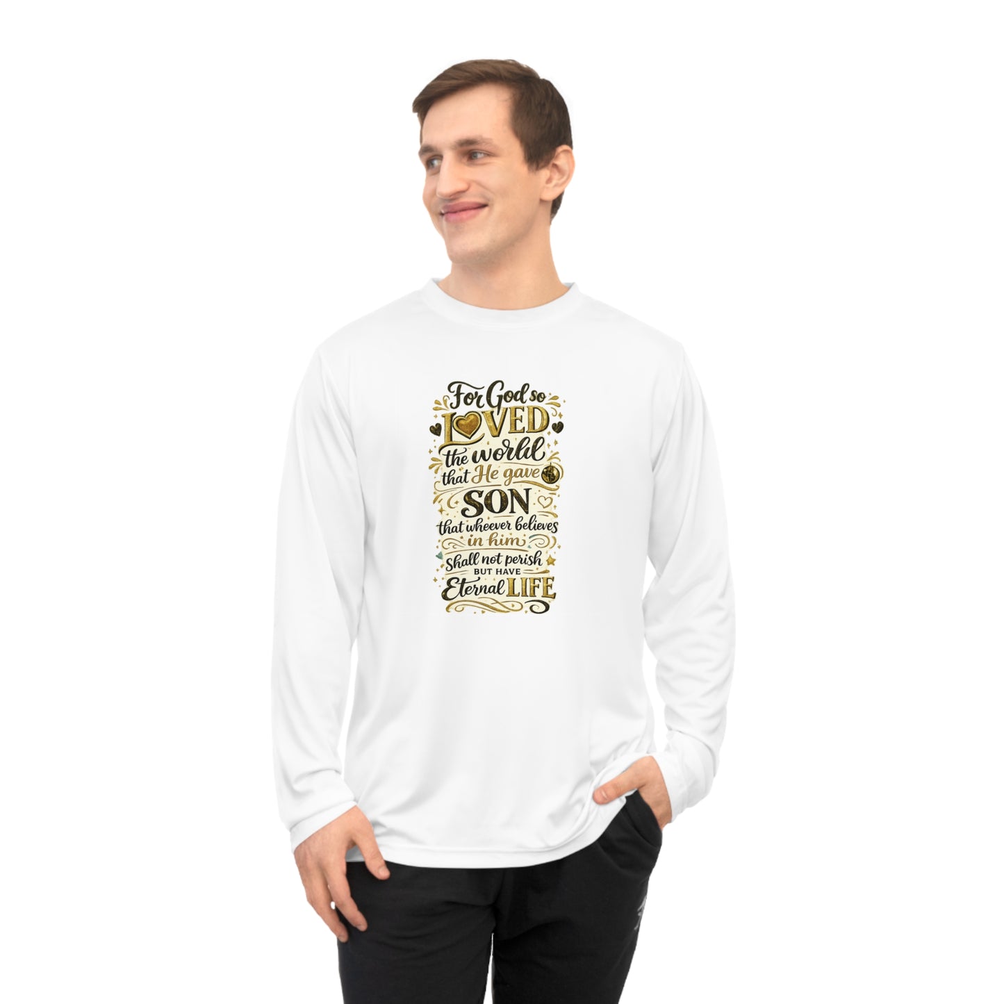 John 3:16 Christian Long Sleeve Shirt — Inspirational Bible Verse Faith Tee