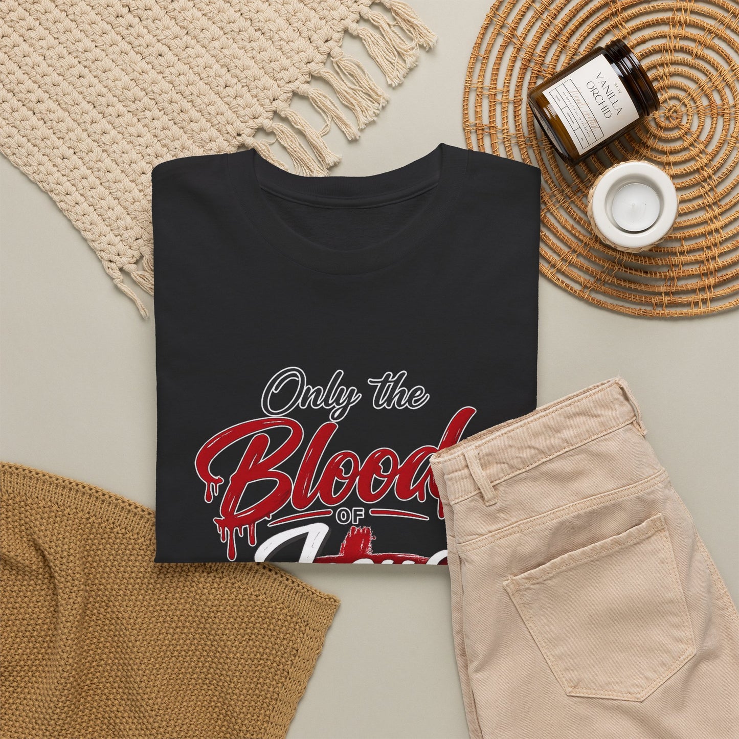 Christian T-Shirt — "Only the Blood of Jesus Can Save" with Hebrews 9:22 Scripture Tee