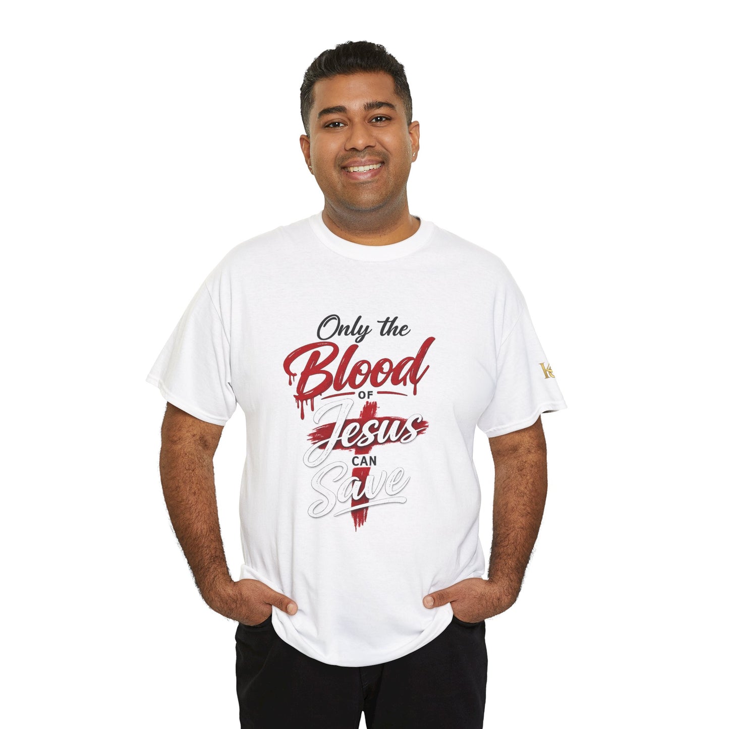 Christian T-Shirt — "Only the Blood of Jesus Can Save" with Hebrews 9:22 Scripture Tee