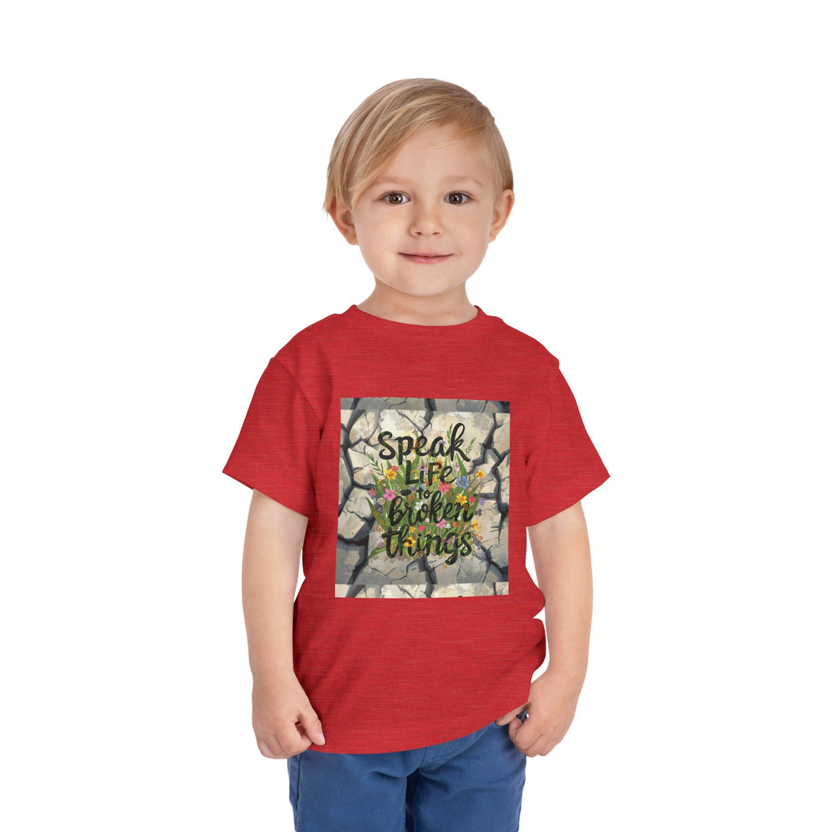 Toddler Tee - "Speak Life to Broken Things" Floral Inspirational Shirt