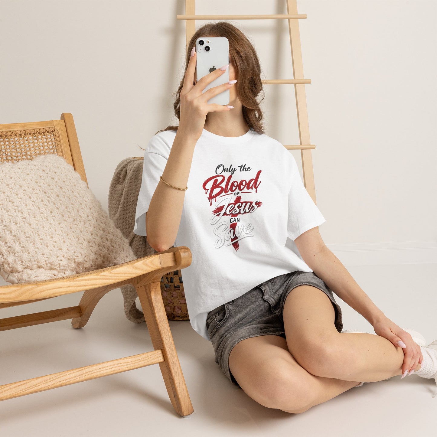 Christian T-Shirt — "Only the Blood of Jesus Can Save" with Hebrews 9:22 Scripture Tee