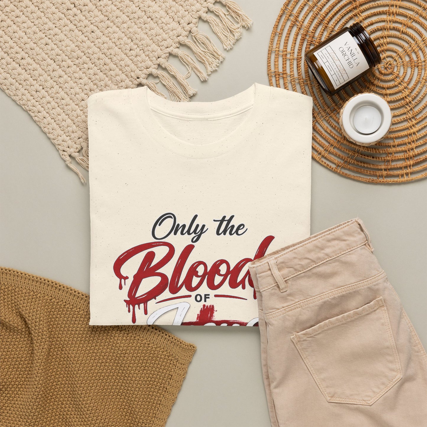 Christian T-Shirt — "Only the Blood of Jesus Can Save" with Hebrews 9:22 Scripture Tee