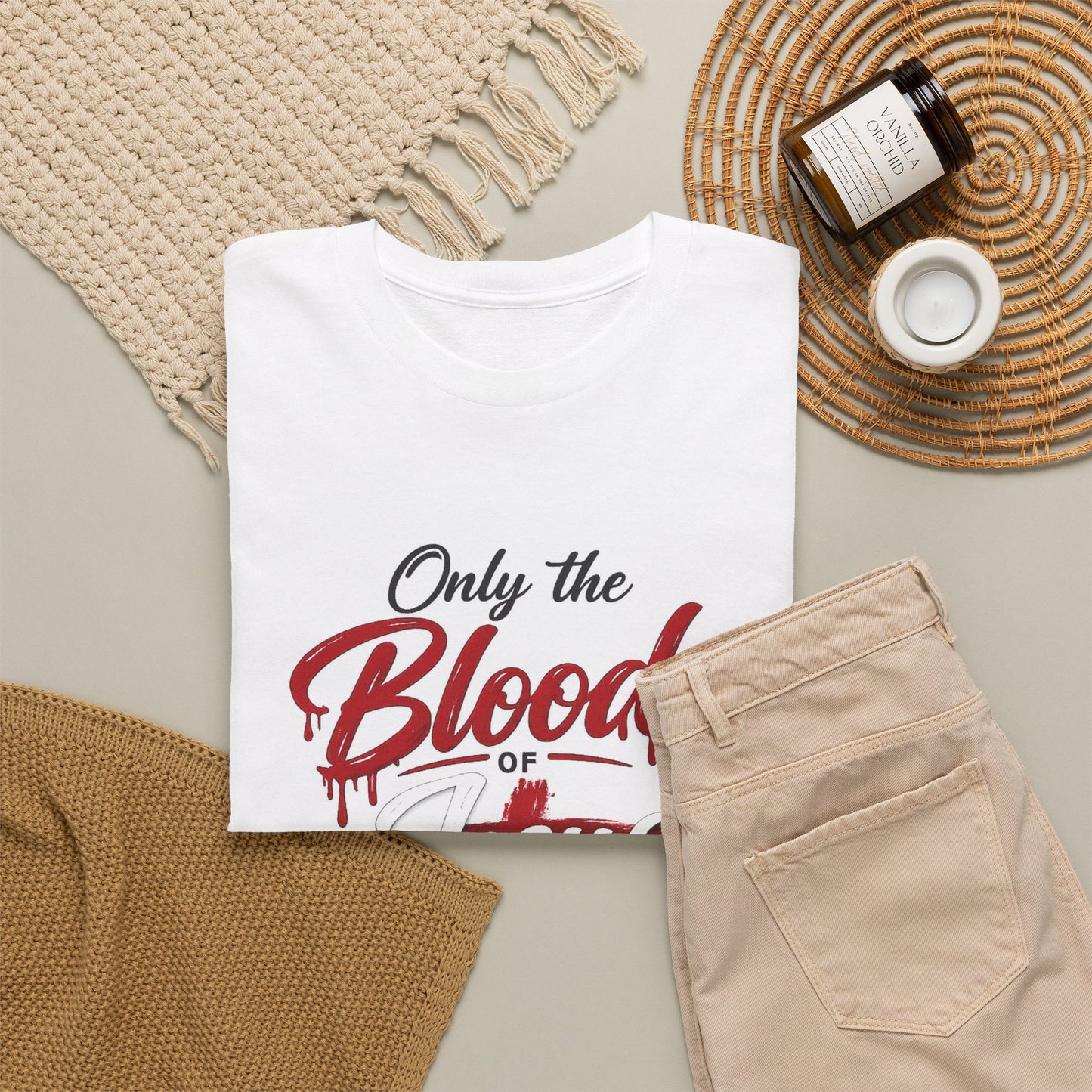 Christian T-Shirt — "Only the Blood of Jesus Can Save" with Hebrews 9:22 Scripture Tee