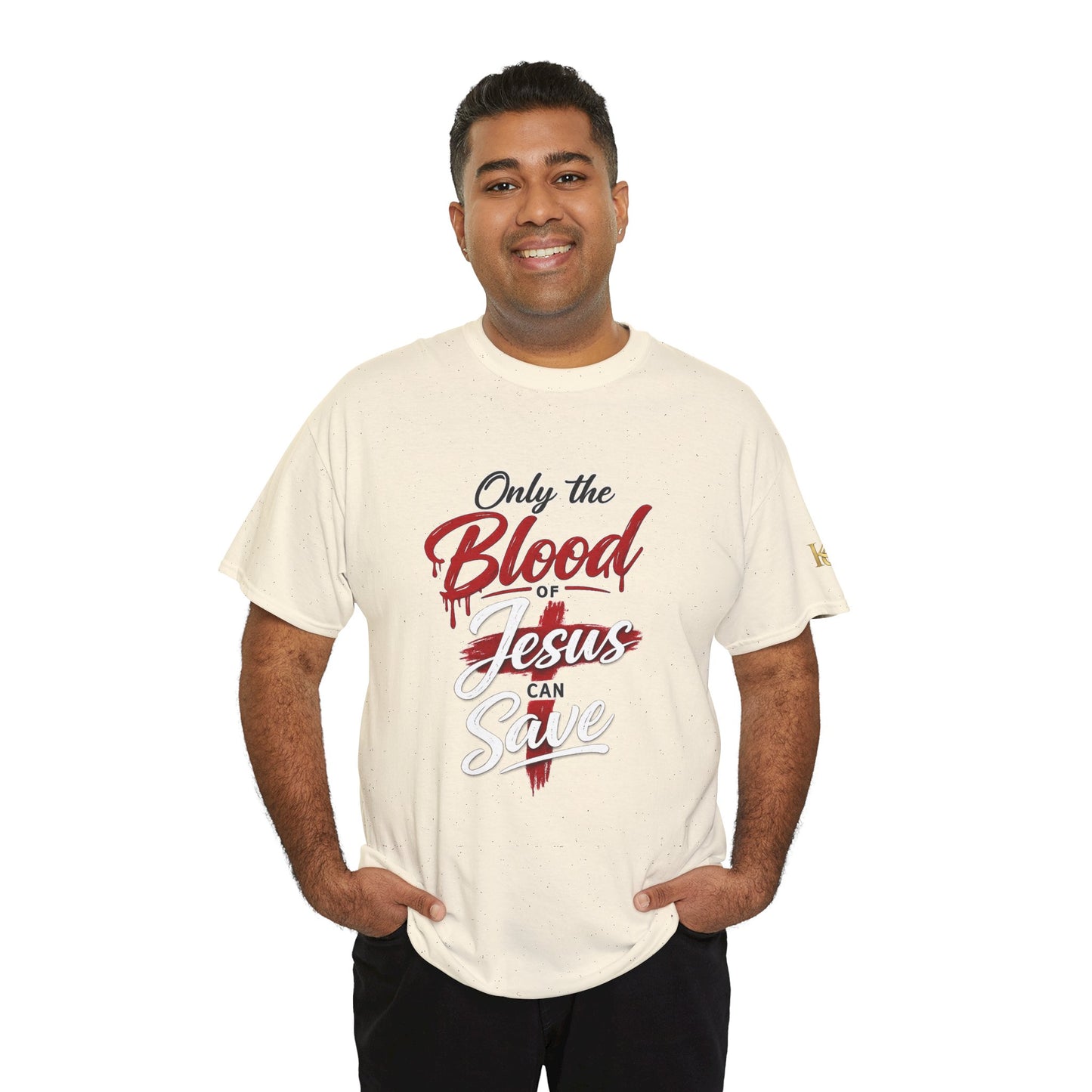 Christian T-Shirt — "Only the Blood of Jesus Can Save" with Hebrews 9:22 Scripture Tee