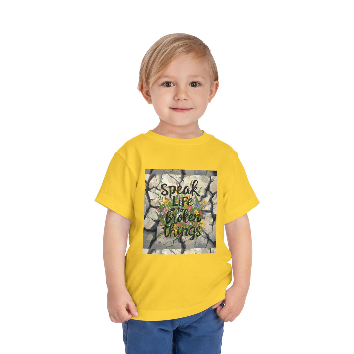 Toddler Tee - "Speak Life to Broken Things" Floral Inspirational Shirt