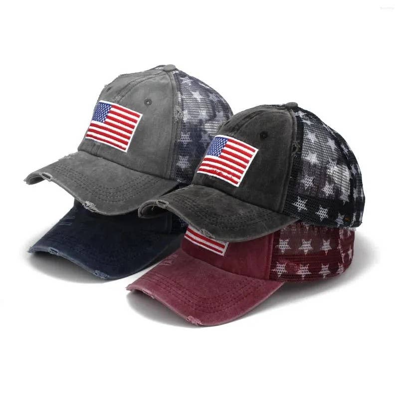 USA Flag Mesh Trucker Hat Distressed Vintage Look Cap Patrio