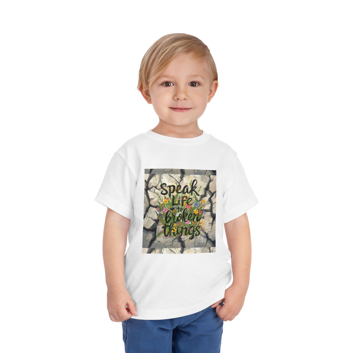 Toddler Tee - "Speak Life to Broken Things" Floral Inspirational Shirt