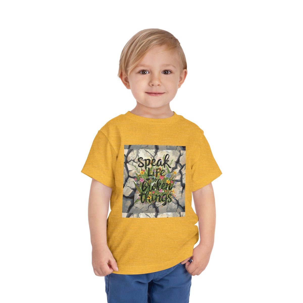Toddler Tee - "Speak Life to Broken Things" Floral Inspirational Shirt