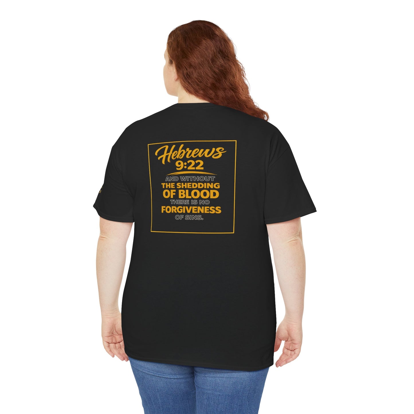 Christian T-Shirt — "Only the Blood of Jesus Can Save" with Hebrews 9:22 Scripture Tee