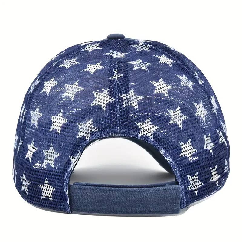 USA Flag Mesh Trucker Hat Distressed Vintage Look Cap Patrio