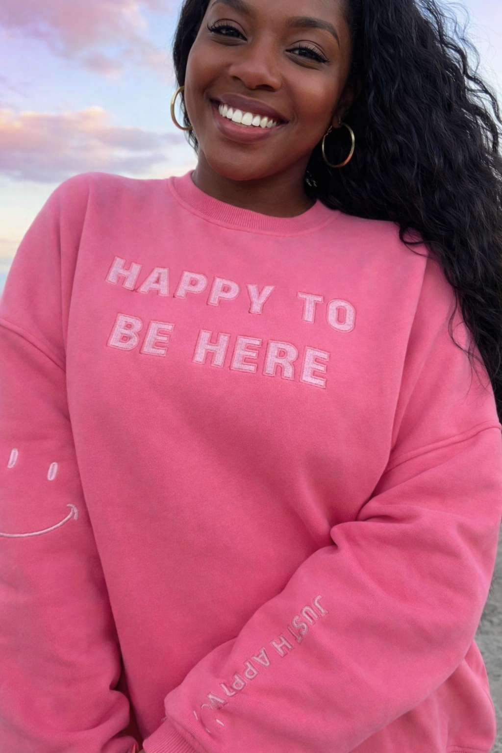 I Am Just Happy To Be Here Embroider Sweatshirt